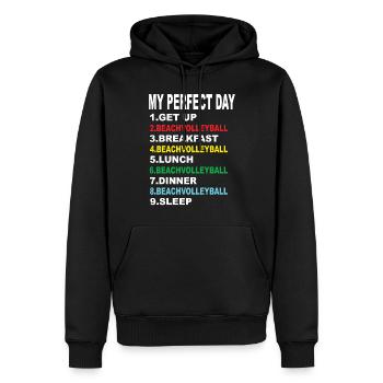 Ma journée parfaite Beach Volleyball - Sweat à capuche Premium bio Homme - noir - Devant - Nico (187cm)