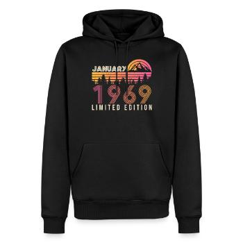 1969 In January Retro Locust - Men’s Premium Organic Hoodie - black - Front - Nico (187cm)