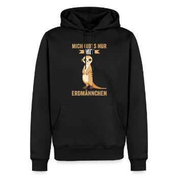 Mich gibt es nur mit Erdmännchen - Männer Premium Bio Hoodie - Schwarz - Vorne - Nico (187cm)