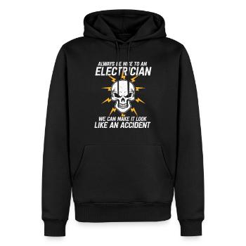Crâne d’électricien toujours être gentil - Sweat à capuche Premium bio Homme - noir - Devant - Nico (187cm)