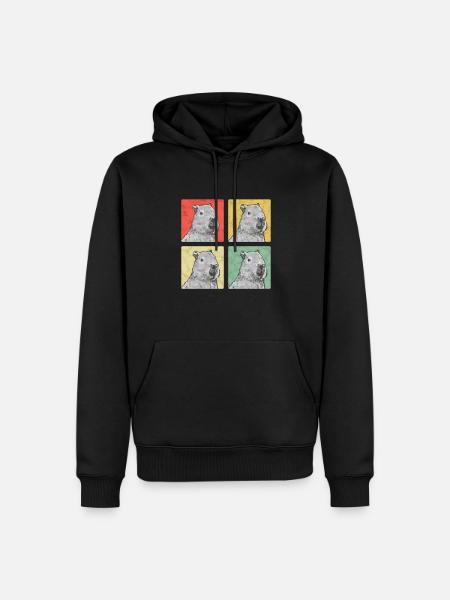 Capybara Vintage südamerikanisches Wasserschwein - Männer Premium Bio Hoodie - Schwarz