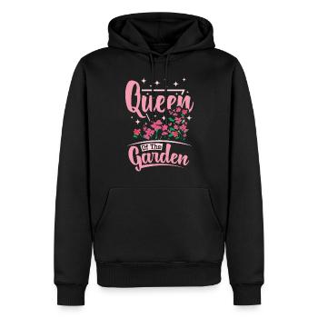 Reine du jardin - Sweat à capuche Premium bio Homme - noir - Devant - Nico (187cm)