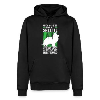 Mich gibt es nur mit Sheltie Shetland Sheepdog - Männer Premium Bio Hoodie - Schwarz - Vorne - Nico (187cm)