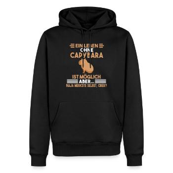Ein Leben ohne Capybara - Männer Premium Bio Hoodie - Schwarz - Vorne - Nico (187cm)