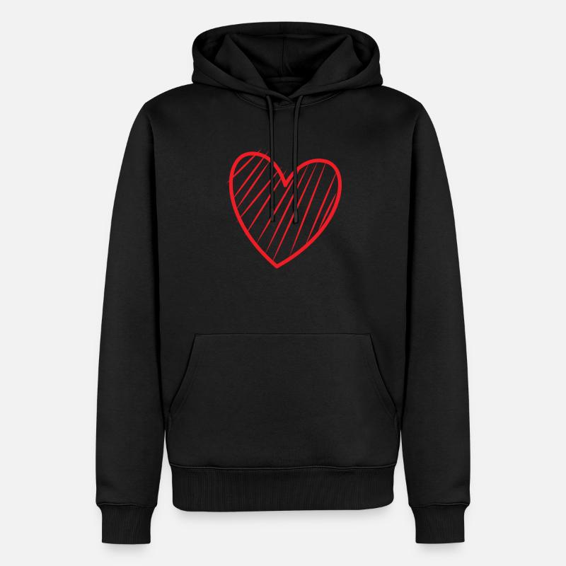 Rotes Herz Mit Streifen - Männer Premium Bio Hoodie - Schwarz