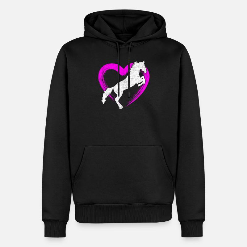 Pferd Pferdeliebe - Männer Premium Bio Hoodie - Schwarz
