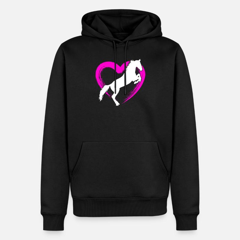 Cheval Cheval Amour - Sweat à capuche Premium bio Homme - noir