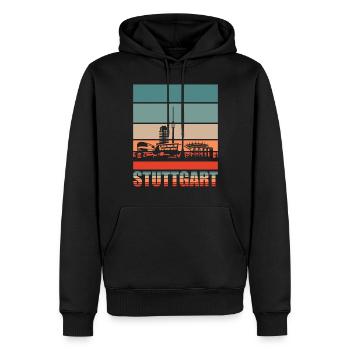 Stuttgart Retro Skyline Stadt - Männer Premium Bio Hoodie - Schwarz - Vorne - Nico (187cm)