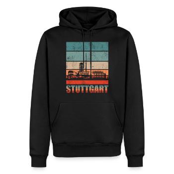 Stuttgart Skyline Geschenkidee - Männer Premium Bio Hoodie - Schwarz - Vorne - Nico (187cm)