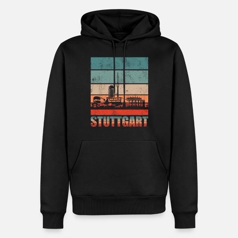 Stuttgart Skyline Geschenkidee - Männer Premium Bio Hoodie - Schwarz