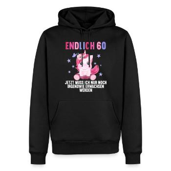 60 Jahre Nur noch erwachsen werden 60. Geburtstag - Männer Premium Bio Hoodie - Schwarz - Vorne - Nico (187cm)