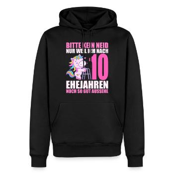 10 Jahre verheiratet lustig 10. Hochzeitstag - Männer Premium Bio Hoodie - Schwarz - Vorne - Nico (187cm)