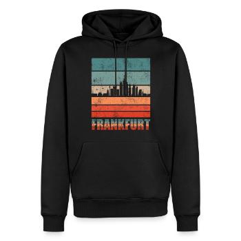 Frankfurt Skyline | Frankfurt Vintage Geschenk - Männer Premium Bio Hoodie - Schwarz - Vorne - Nico (187cm)