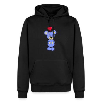 Cartoon Teddy Bear mit Herz Cartoon Bär - Männer Premium Bio Hoodie - Schwarz - Vorne - Nico (187cm)