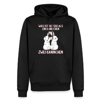 Hase Häschen was ist besser als ein Kaninchen - Männer Premium Bio Hoodie - Schwarz - Vorne - Nico (187cm)