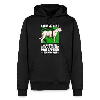 Mit meinem Wolfshund besprechen Irish Wolfhound - Männer Premium Bio Hoodie - Schwarz - Vorne - Nico (187cm)