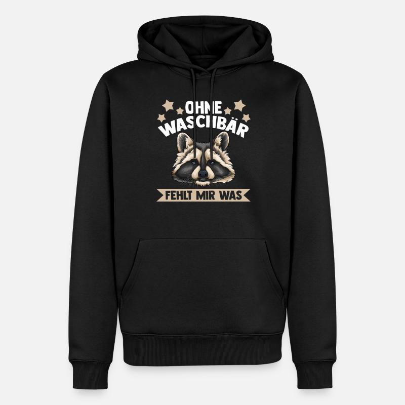 Zootier Waschbär Waschbären - Männer Premium Bio Hoodie - Schwarz