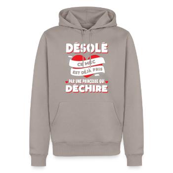 Mari Saint-Valentin Homme Fiancé Humour - Sweat à capuche Premium bio Homme - taupe - Devant - Nico (187cm)