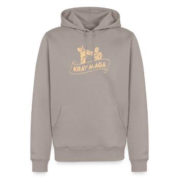 Krav Maga selvforsvar - Herre Premium økologisk hoodie - gråbrun - Foran - Nico (187cm)