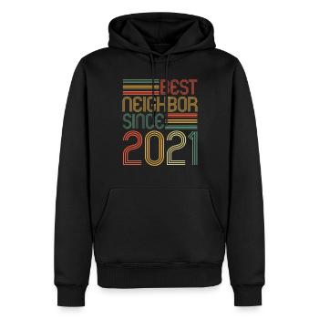 Best neighbor since 2021 Nachbarn Nachbar - Männer Premium Bio Hoodie - Schwarz - Vorne - Nico (187cm)