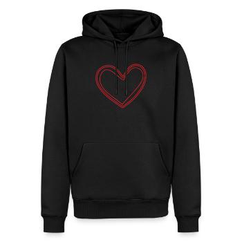 Rotes Herz Geschenkidee - Männer Premium Bio Hoodie - Schwarz - Vorne - Nico (187cm)
