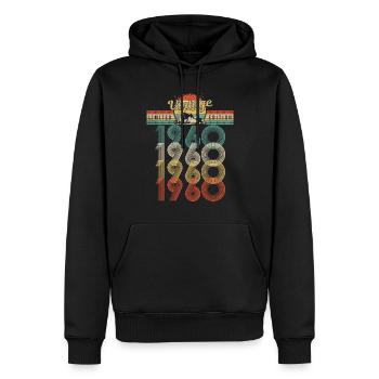 Anniversaire Né 1960 Millésime Année de naissance 1960 - Sweat à capuche Premium bio Homme - noir - Devant - Nico (187cm)