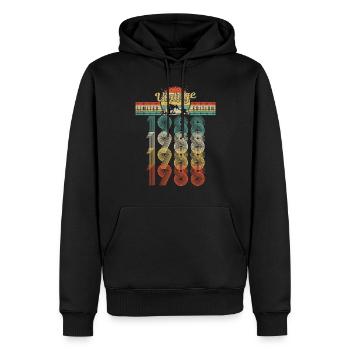 Anniversaire Né 1988 Millésime Année de naissance 1988 - Sweat à capuche Premium bio Homme - noir - Devant - Nico (187cm)