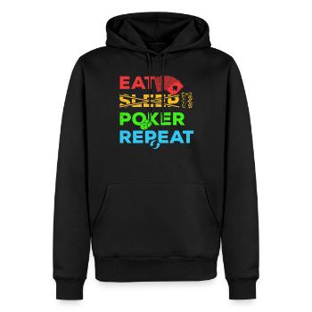 Poker Eat Sleep Poker Répéter casino - Sweat à capuche Premium bio Homme - noir - Devant - Nico (187cm)