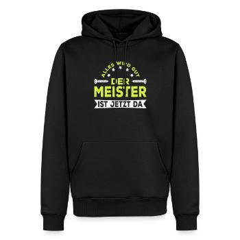 Alles wird gut der Meister ist jetzt da Handwerker - Männer Premium Bio Hoodie - Schwarz - Vorne - Nico (187cm)