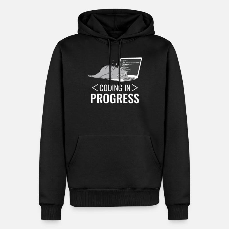 Programming Computer Nerd Cat - Men’s Premium Organic Hoodie - black
