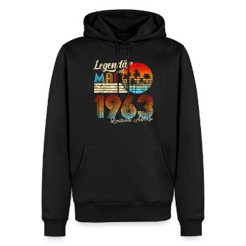 60. Geburtstag Mann 60 Legendär Seit Mai 1963 - Männer Premium Bio Hoodie - Schwarz - Vorne - Nico (187cm)