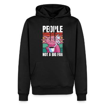 Axolotl avec café - Les gens ne sont pas un grand fan - Sweat à capuche Premium bio Homme - noir - Devant - Nico (187cm)