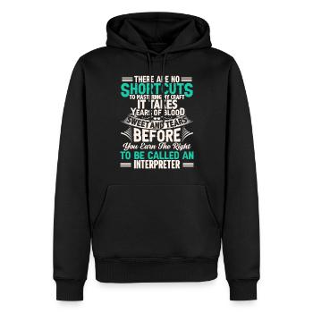 Dolmetscher Zitat Es gibt keine Abkürzungen Dolmetschen - Männer Premium Bio Hoodie - Schwarz - Vorne - Nico (187cm)