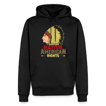 Native American Zitat Ich unterstütze Native - Männer Premium Bio Hoodie - Schwarz - Vorne - Nico (187cm)