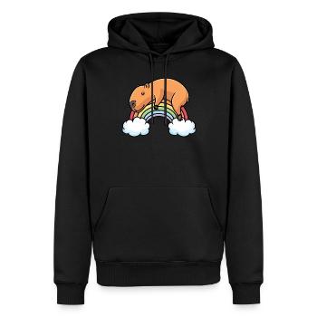 Capybara Regenbogen Pyjama Schlafshirt - Männer Premium Bio Hoodie - Schwarz - Vorne - Nico (187cm)