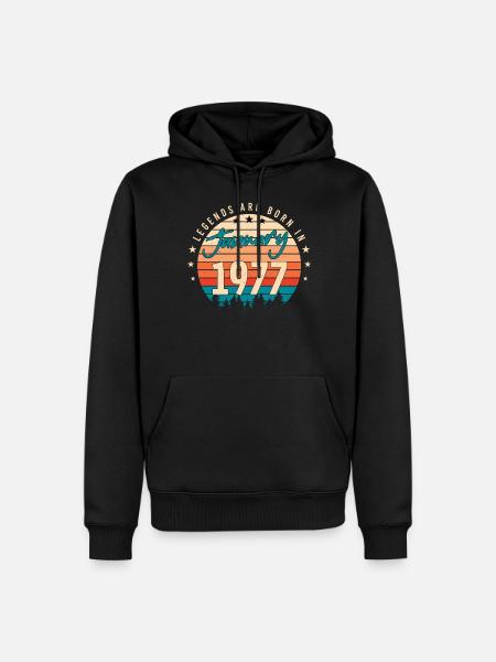 Januar 1977 Retro Legende - Männer Premium Bio Hoodie - Schwarz