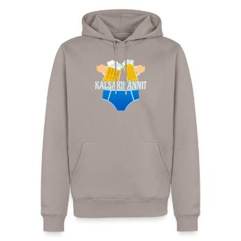 Kalsarikännit boire en sous-vêtements - Sweat à capuche Premium bio Homme - taupe - Devant - Nico (187cm)