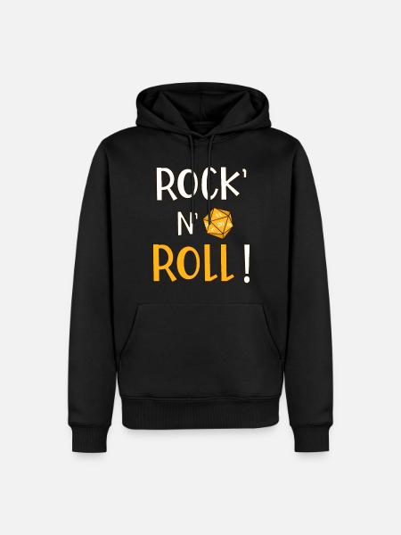 Rock' n' roll ! Humour jeu de rôle musique dés d20 - Sweat à capuche Premium bio Homme - noir