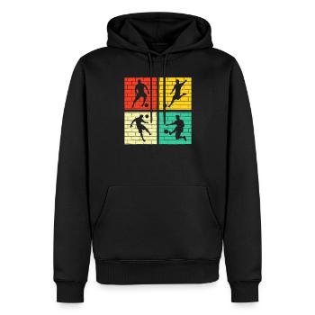 Fußball Fußballer Retro - Männer Premium Bio Hoodie - Schwarz - Vorne - Nico (187cm)