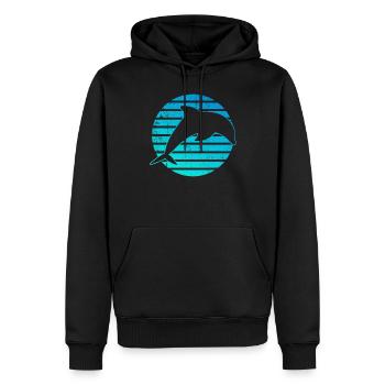 Delfin Wal Logo - Männer Premium Bio Hoodie - Schwarz - Vorne - Nico (187cm)