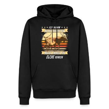 KANN NICHT ARBEITEN MUSS IMMER AN ELCHE DENKEN - Männer Premium Bio Hoodie - Schwarz - Vorne - Nico (187cm)