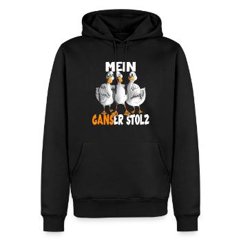 Mein Gans er Stolz Gänse Gänsezucht Landwirtschaft - Männer Premium Bio Hoodie - Schwarz - Vorne - Nico (187cm)