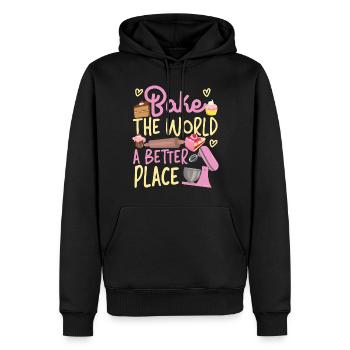 Bake Baking Beater Bake The World - Männer Premium Bio Hoodie - Schwarz - Vorne - Nico (187cm)