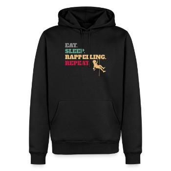 Manger dormir En rappel Répéter - Sweat à capuche Premium bio Homme - noir - Devant - Nico (187cm)