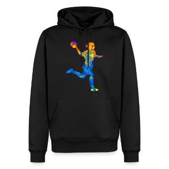 HandballEur Handballeur Handballeur Joueur de Handball Joueur - Sweat à capuche Premium bio Homme - noir - Devant - Nico (187cm)