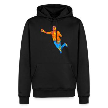 HandballEur Handballeur Handballeur Joueur de Handball Joueur - Sweat à capuche Premium bio Homme - noir - Devant - Nico (187cm)