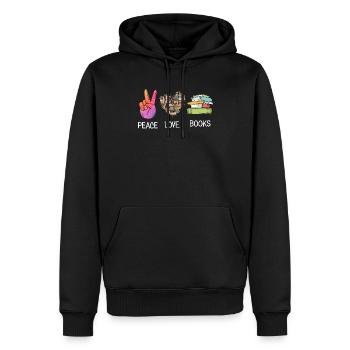 Buch lesen Zitat Frieden Liebe Bücher - Männer Premium Bio Hoodie - Schwarz - Vorne - Nico (187cm)