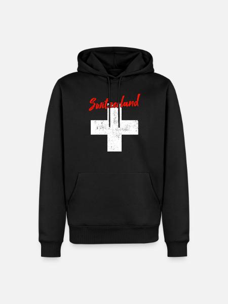 Suisse Suisse - Sweat à capuche Premium bio Homme - noir