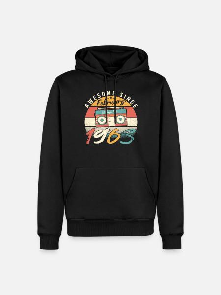 Millésime 1963 en février - Sweat à capuche Premium bio Homme - noir