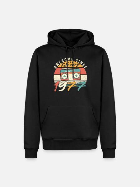 Février 1977 Rétro - Sweat à capuche Premium bio Homme - noir